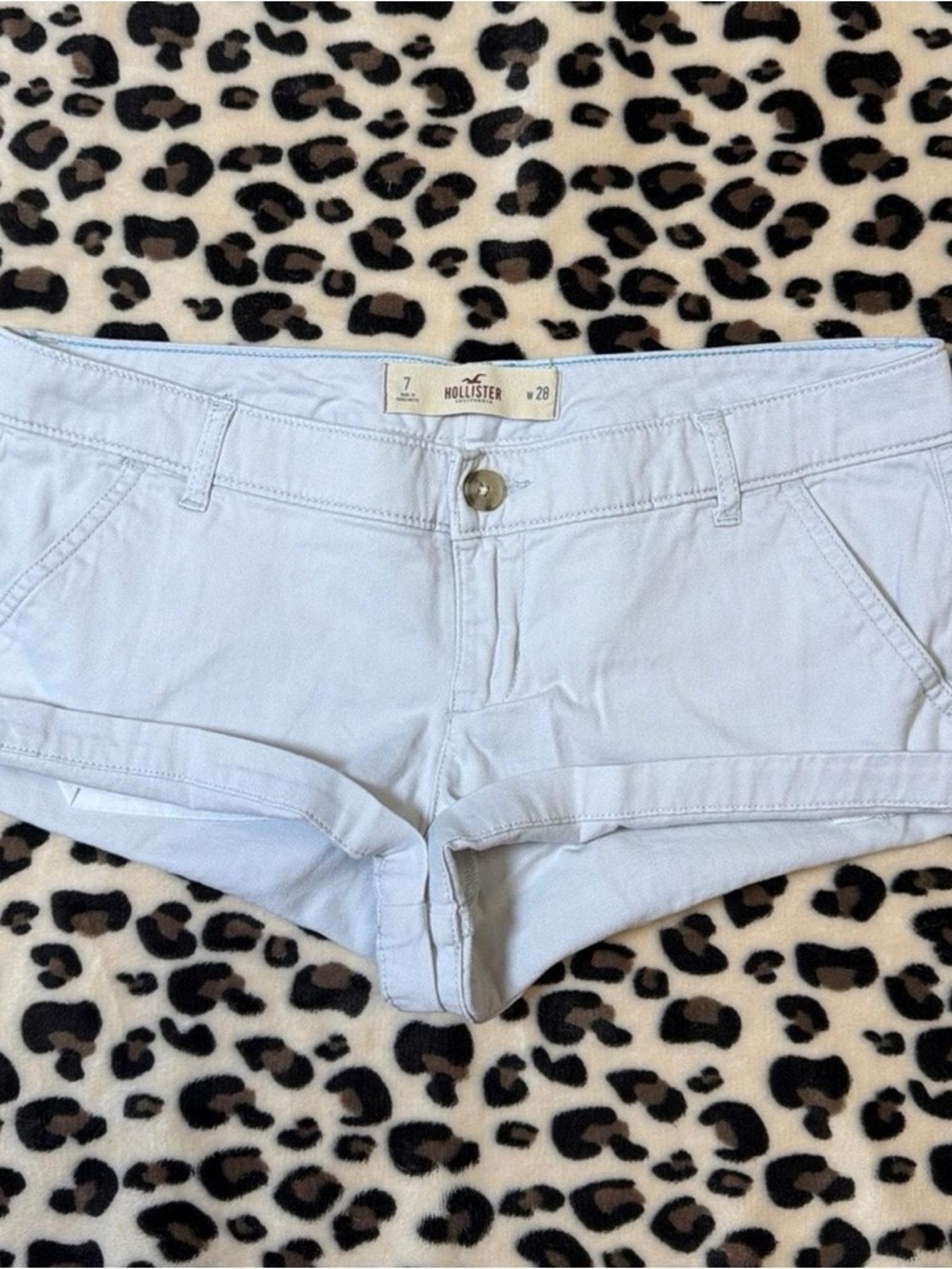 Vintage Hollister Co. Light Grey Off White Micro Mini Shorts Y2K Low Rise